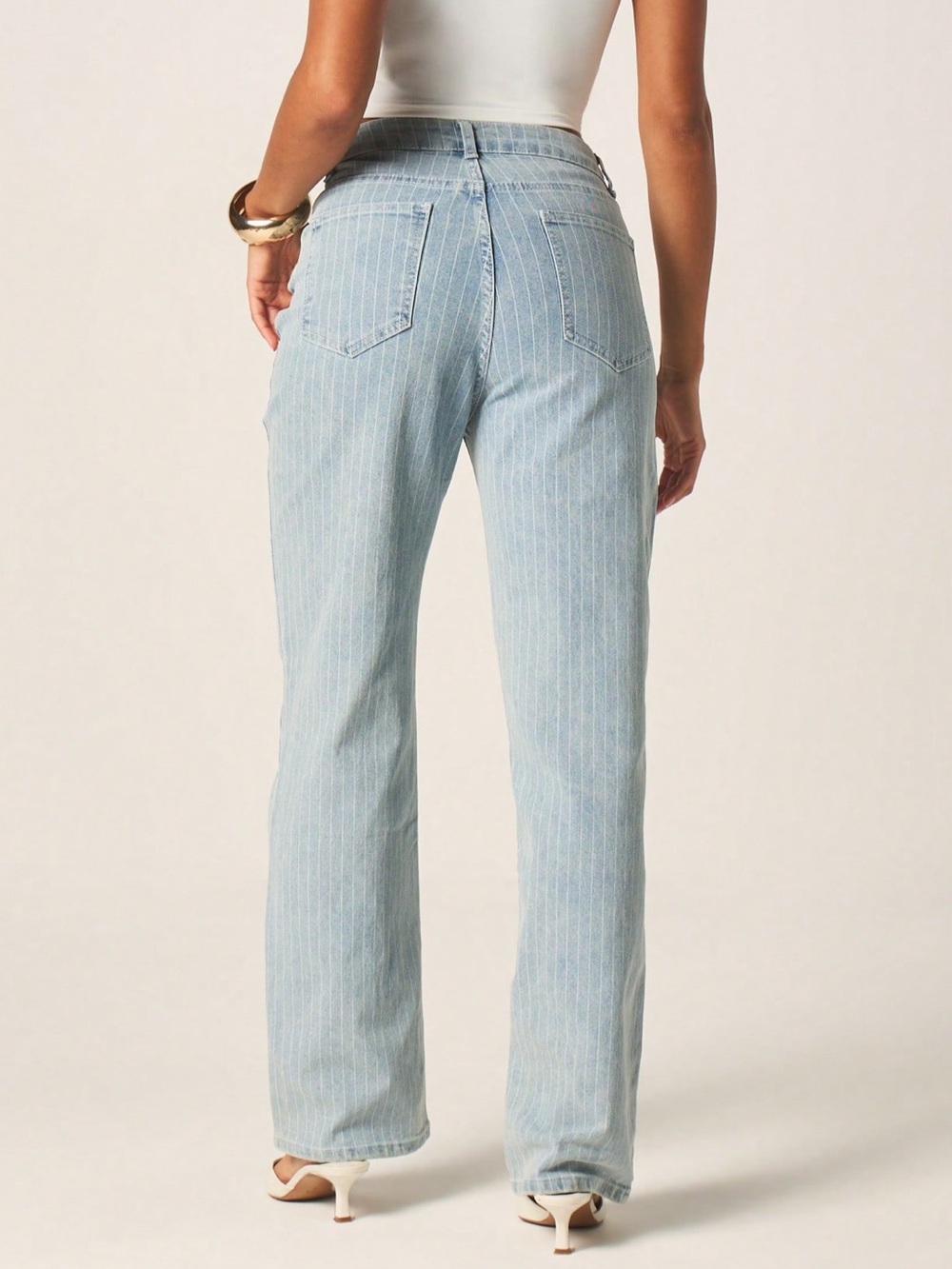 Missguided Light Blue Pinstripe Jeans Straight Leg Jeans Relaxed Denim 30 - Picture 2 of 13